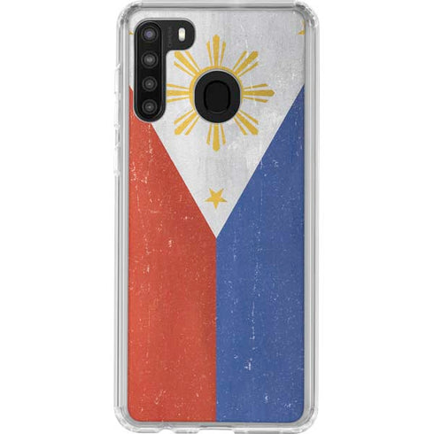 Philippines Flag Distressed Galaxy A21 Clear Case